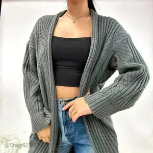 Women's Knit Grey Pattern Sweater cardigan